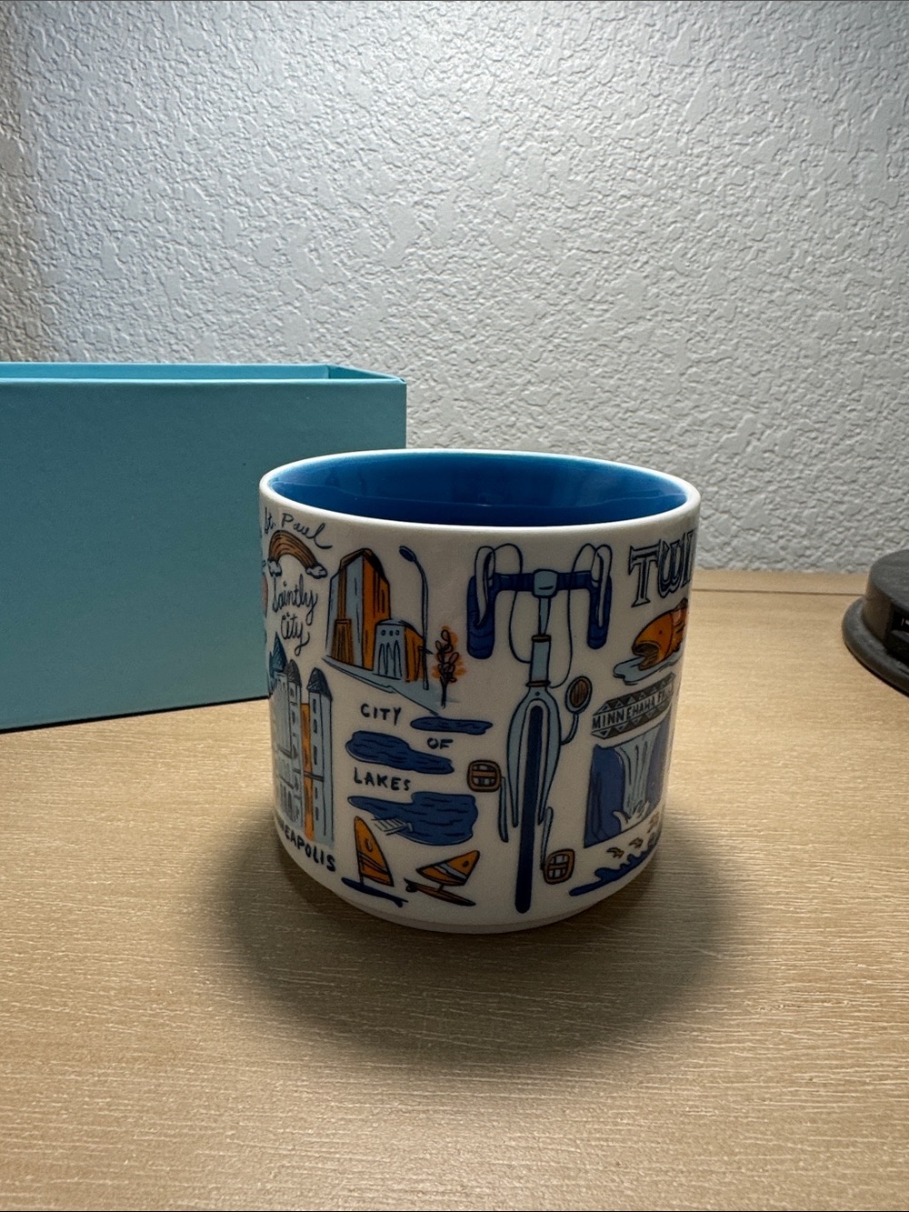 Starbucks Twin Cities Illustrated White Blue and Orange City Mug - Picture 3 of 7